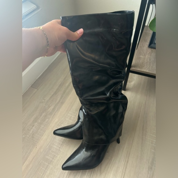 Lulus Teana Black Fold-over Knee-high Boots - Size 8 - Picture 8 of 8
